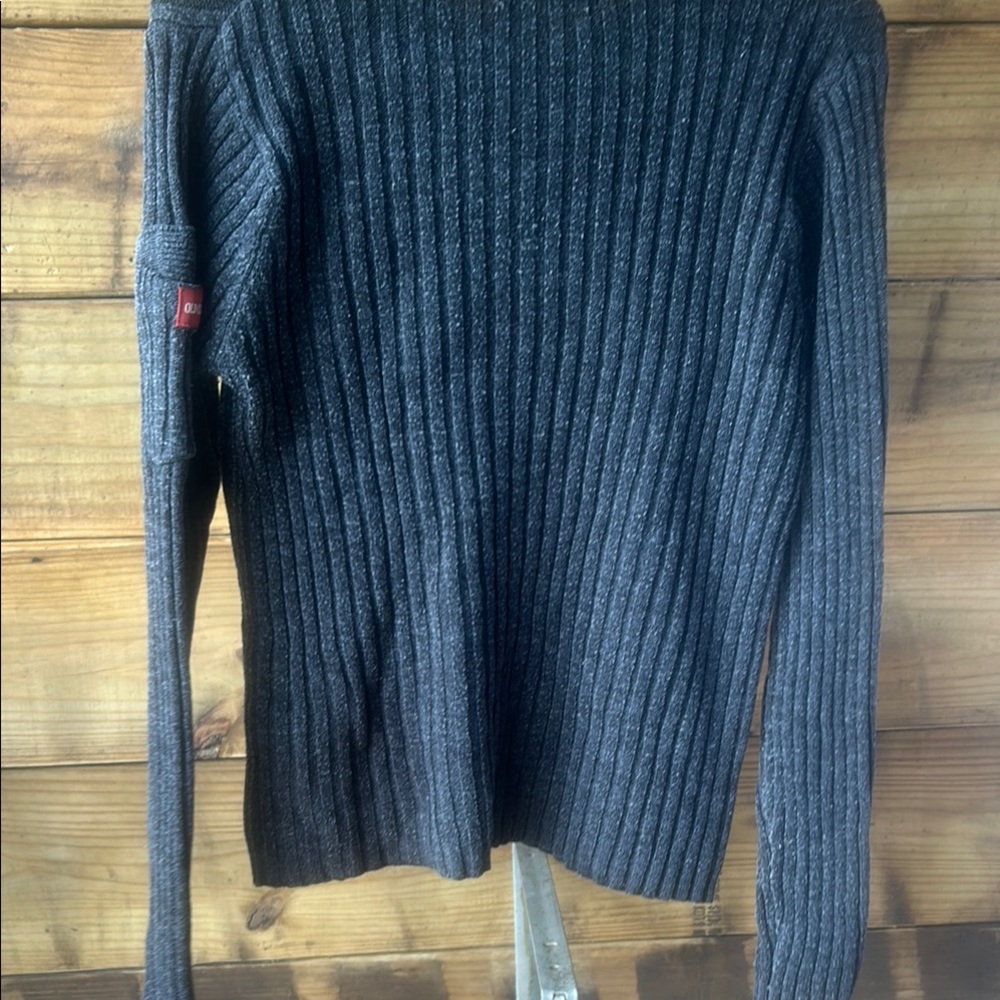 Gray Ribbed Men's Sweater - Picture 3 of 5